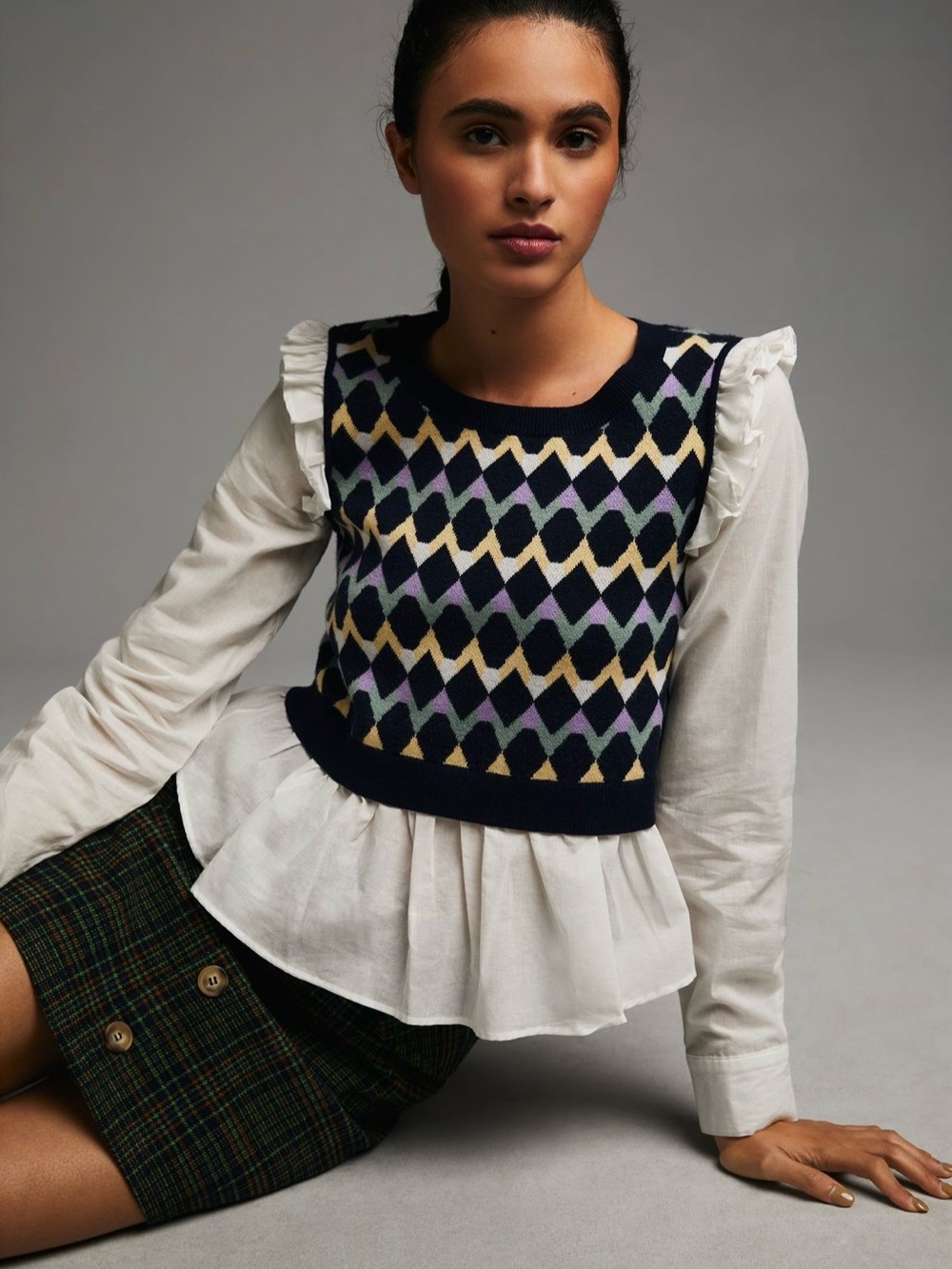 Maeve Ruffled Twofer Sweater Vest from Anthropologie Size XL - Never Worn!